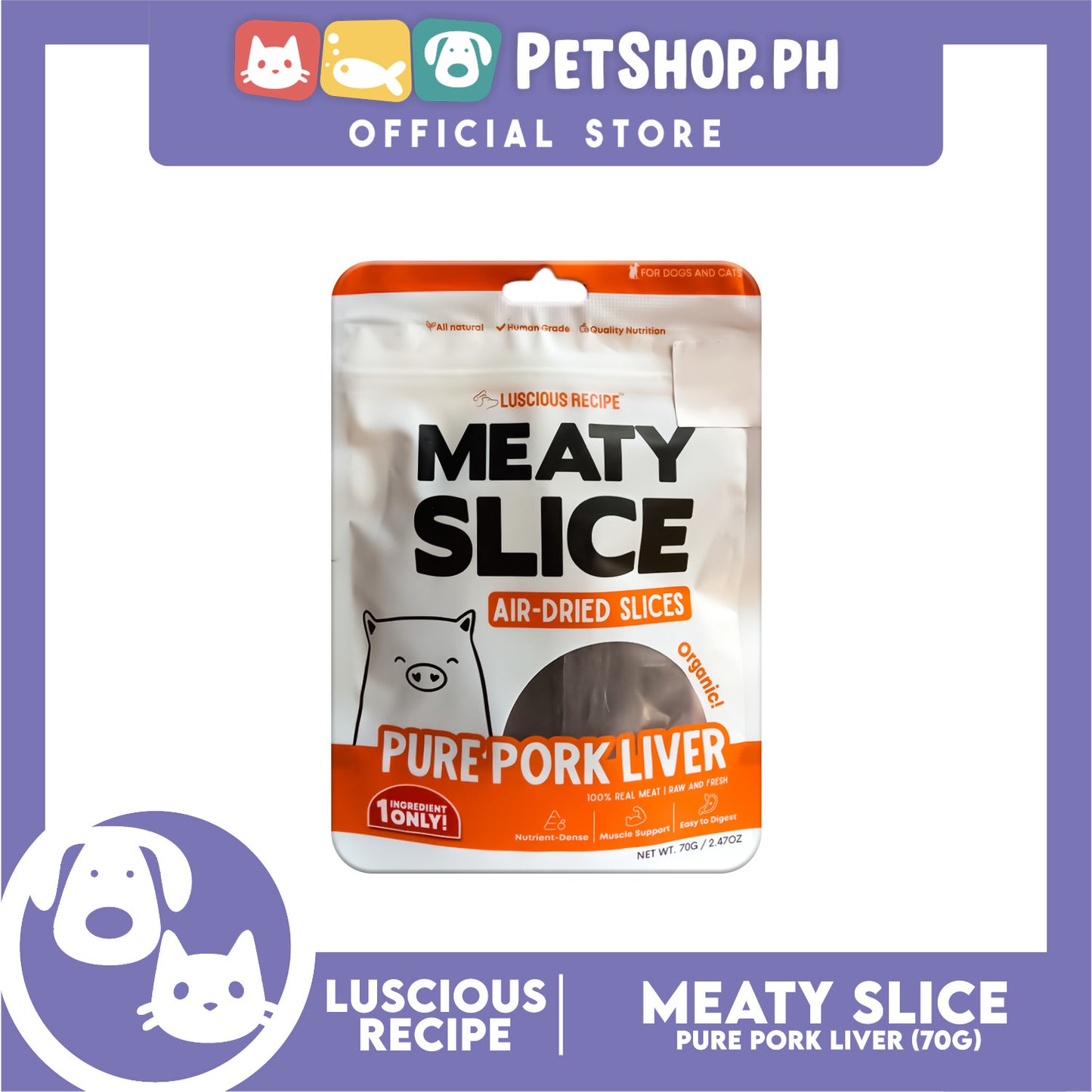 Luscious Recipe Meaty Slice Air Dried Slice (Pure Pork Liver) Pet Treats 70g