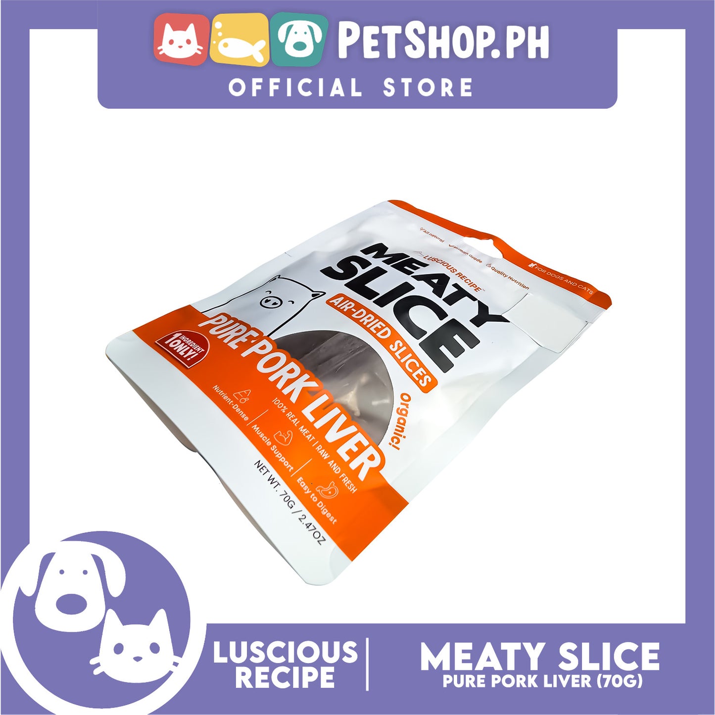 Luscious Recipe Meaty Slice Air Dried Slice (Pure Pork Liver) Pet Treats 70g