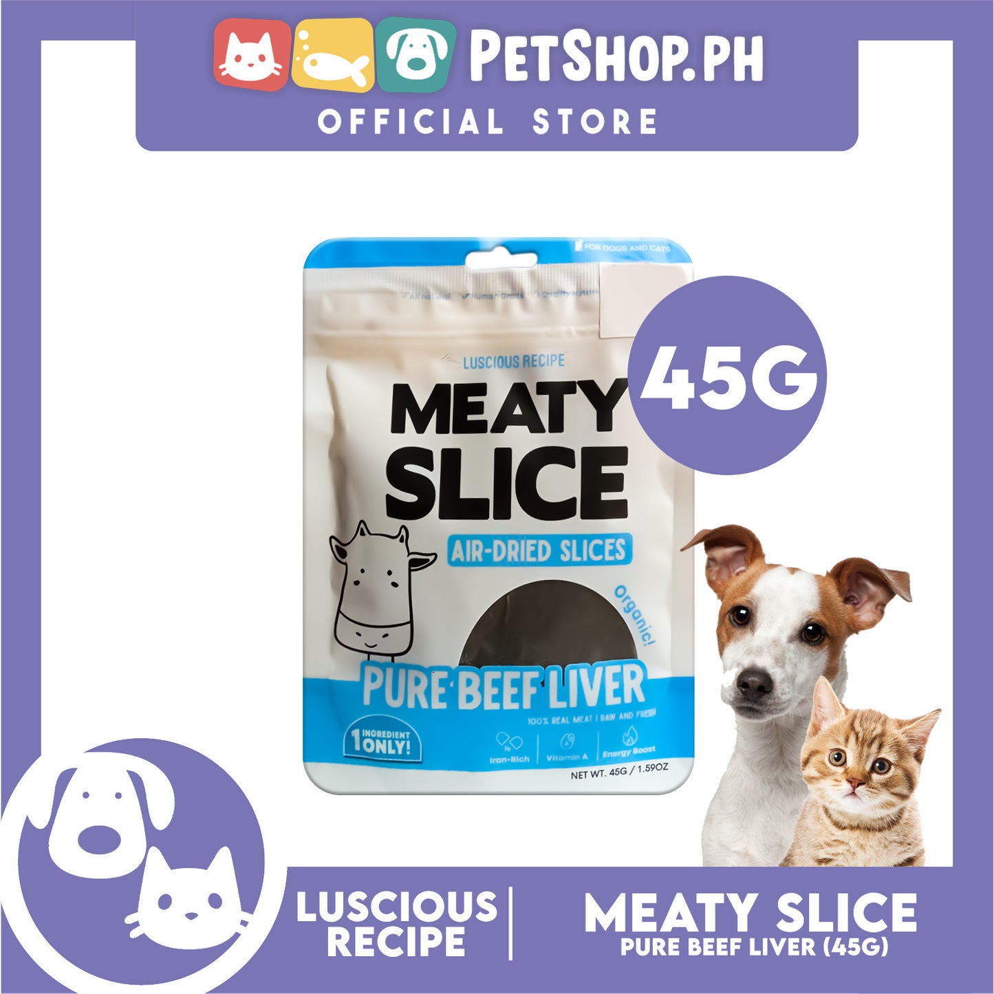 Luscious Recipe Meaty Slice Air Dried Slice (Pure Beef Liver) Pet Treats 45g