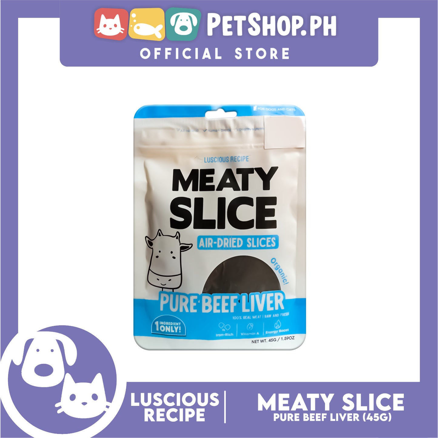 Luscious Recipe Meaty Slice Air Dried Slice (Pure Beef Liver) Pet Treats 45g