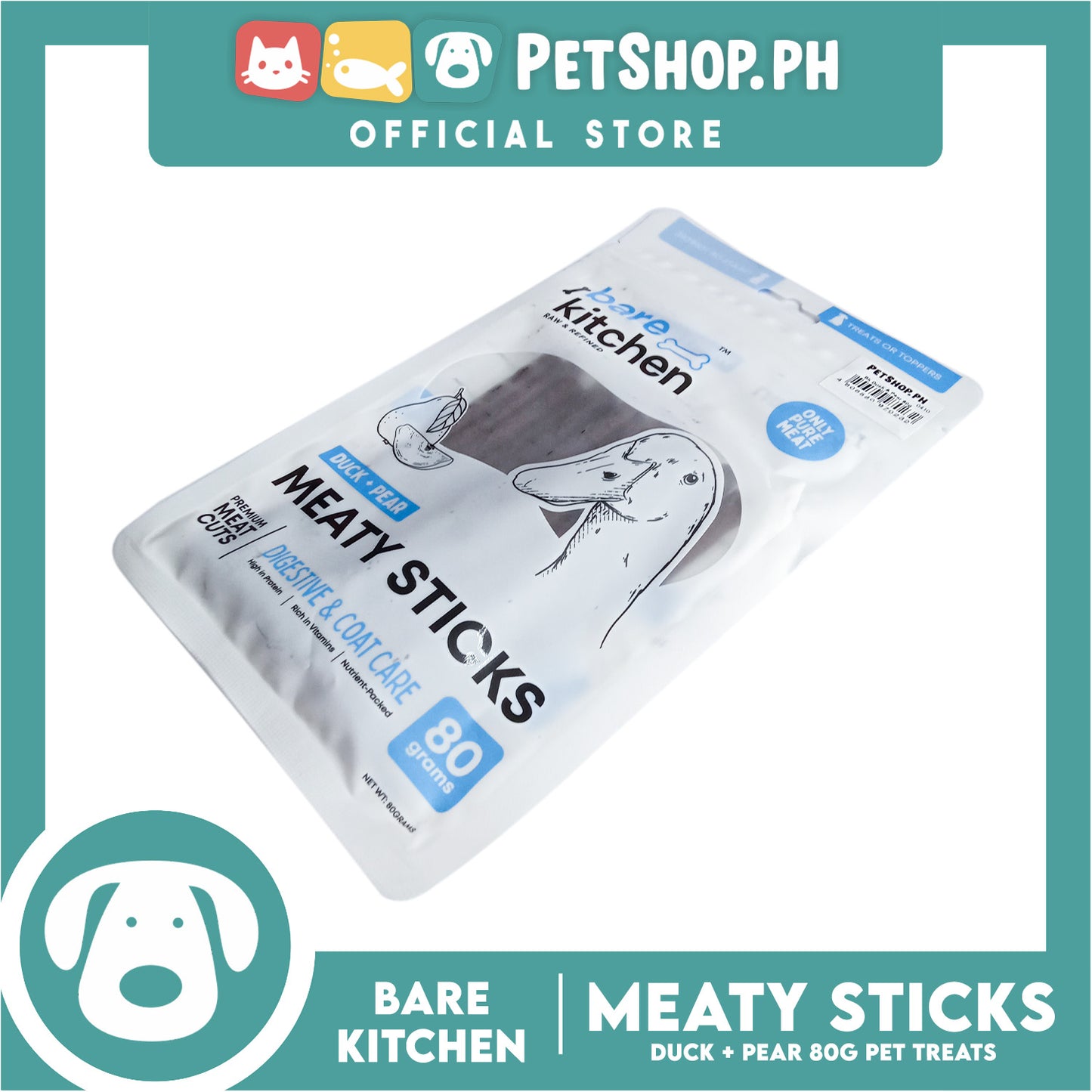 Bare Kitchen Meaty Sticks (Duck + Pear) Premium Meat Cuts Pet Treats 80g