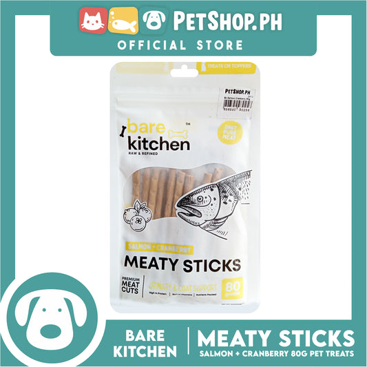 Bare Kitchen Meaty Sticks (Salmon + Cranberry) Premium Meat Cuts Pet Treats 80g