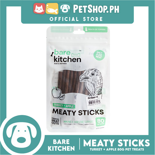 Bare Kitchen Premium (Turkey + Apple ) Meaty Sticks Dog Food 80g