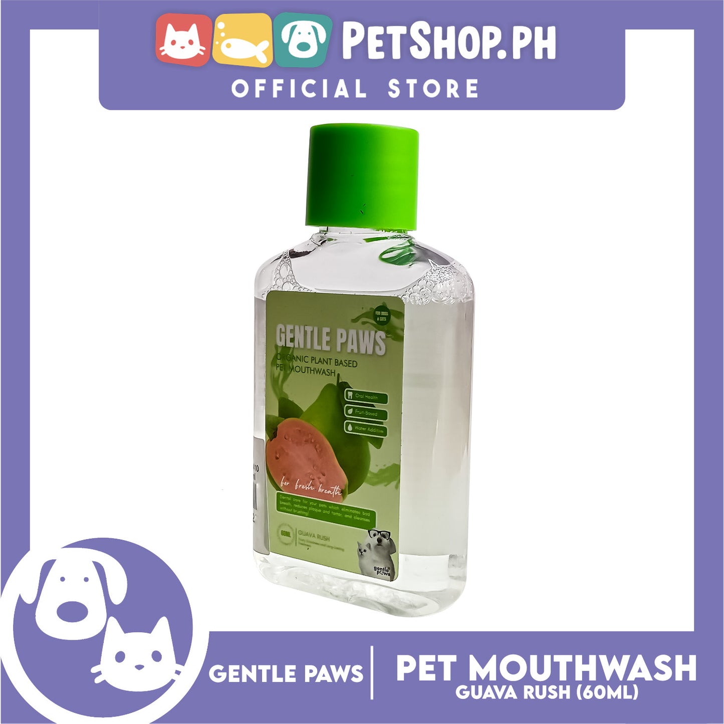 Gentle Paws Organic Plant Based Pet Mouthwash (Guava Rush) 60ml