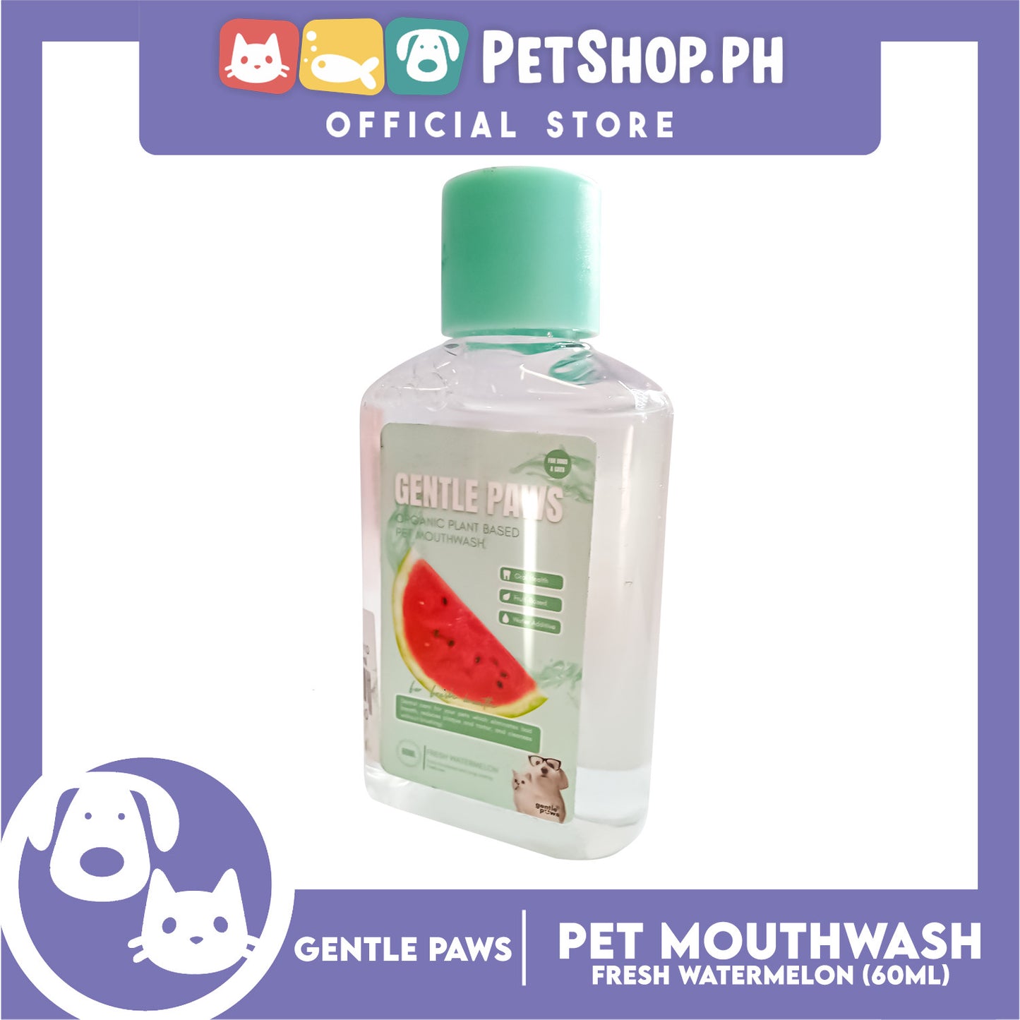 Gentle Paws Organic Plant Based Pet Mouthwash (Fresh Watermelon) 60ml