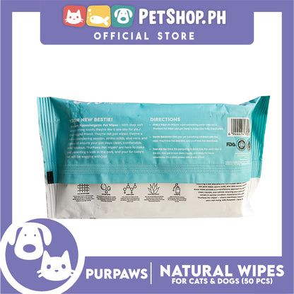 Purpaws Hypoallergenic Body Pet Wipes (Aloe Vera) for dogs and cat 50 sheets