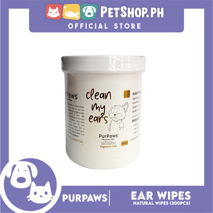 Purpaws Clean My Ears Organic Pet Dog Cat Eye Wipes 200pcs Sheets Fragrance-Free
