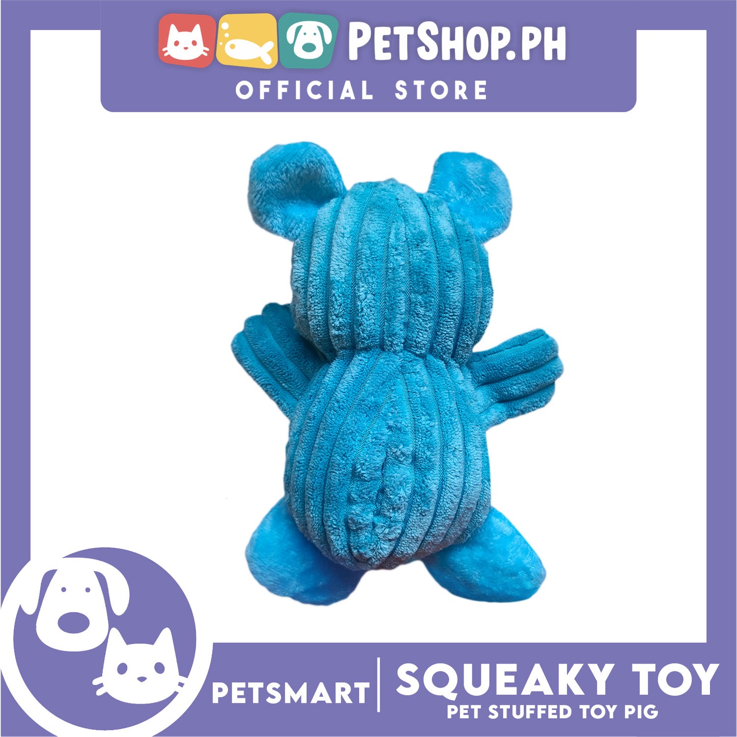 Pet Toy Squeeky Stuffed Animal Pig (Blue)