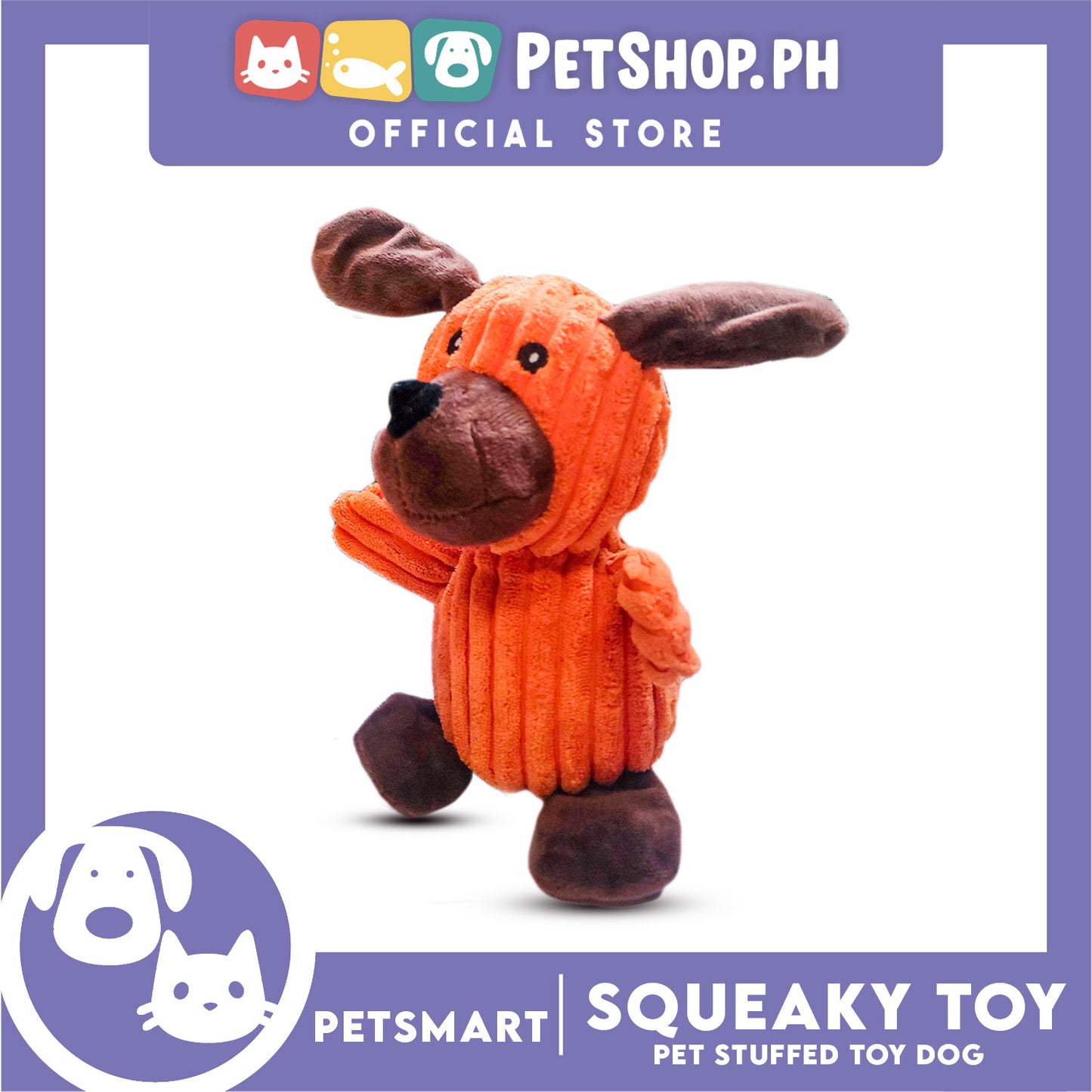 Pet Toy Squeeky Stuffed Animal Dog (Orange)