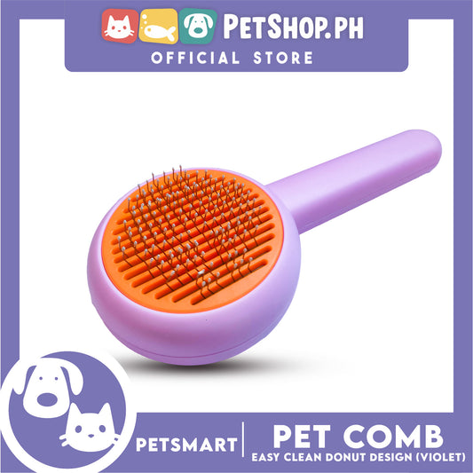 Pet Comb Easy Clean Donut Design (Violet)