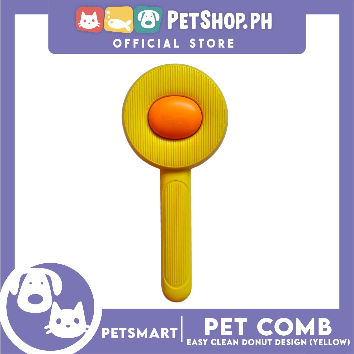 Pet Comb Easy Clean Donut Design (Yellow)