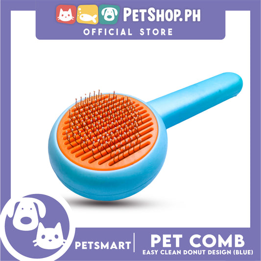Pet Comb Easy Clean Donut Design (Blue)