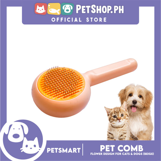 Pet Comb Easy Clean Flower Design (Beige)