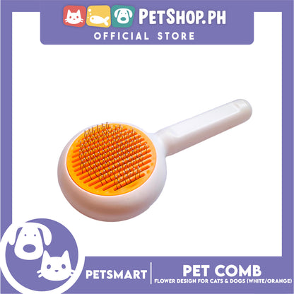 Pet Comb Easy Clean Flower Design (White Orange)