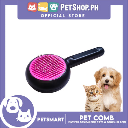 Pet Comb Easy Clean Flower Design (Black)