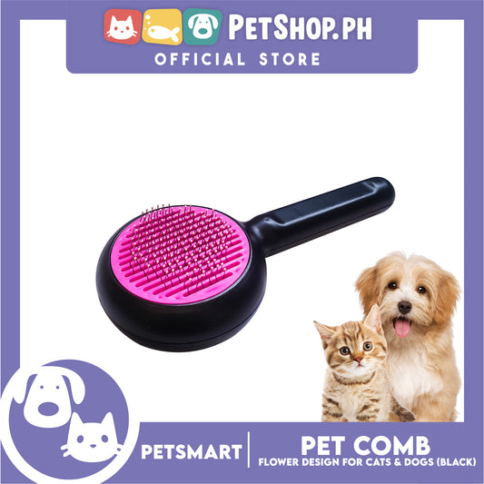 Pet Comb Easy Clean Flower Design (Black)