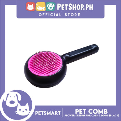 Pet Comb Easy Clean Flower Design (Black)