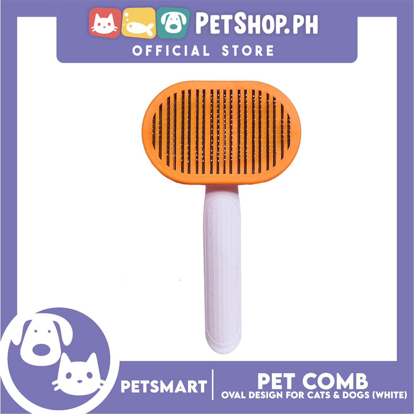 Pet Comb Easy Clean Oval Design (White)