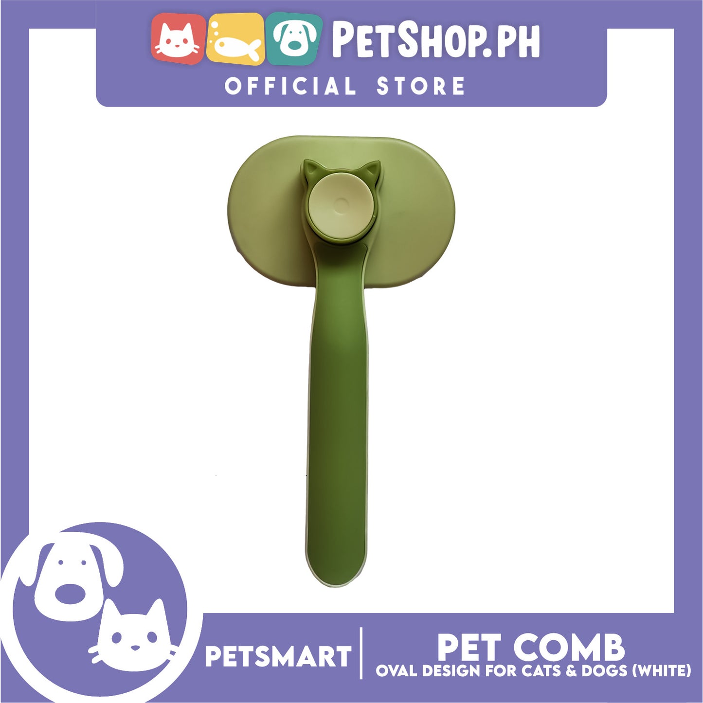 Pet Comb Easy Clean Oval Design (Green)
