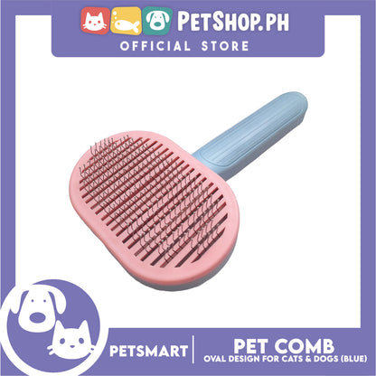 Pet Comb Easy Clean Oval Design (Blue)