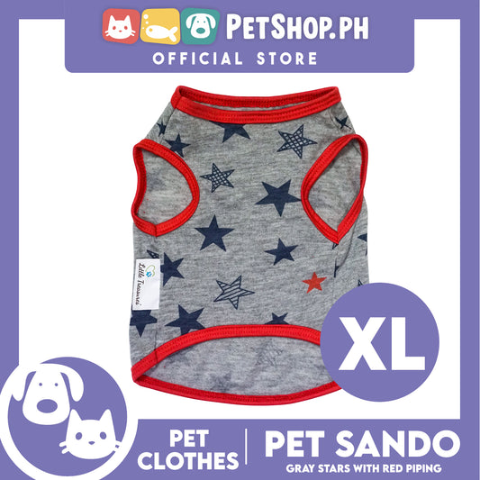 Pet Sando Gray Stars with Red Piping (Extra Large) Pet Shirt Clothes Perfect fit for Dogs