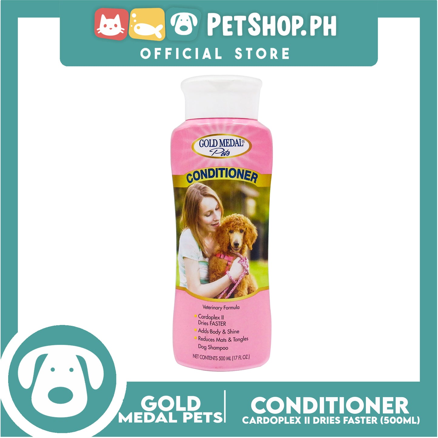 Gold Medal Pets Conditioner with Cardoplex for Dogs 17oz Reduces Mats and Tangles
