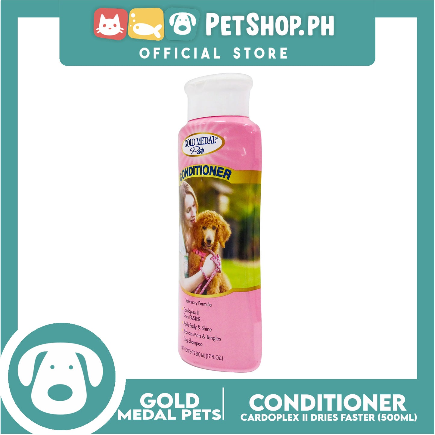 Gold Medal Pets Conditioner with Cardoplex for Dogs 17oz Reduces Mats and Tangles