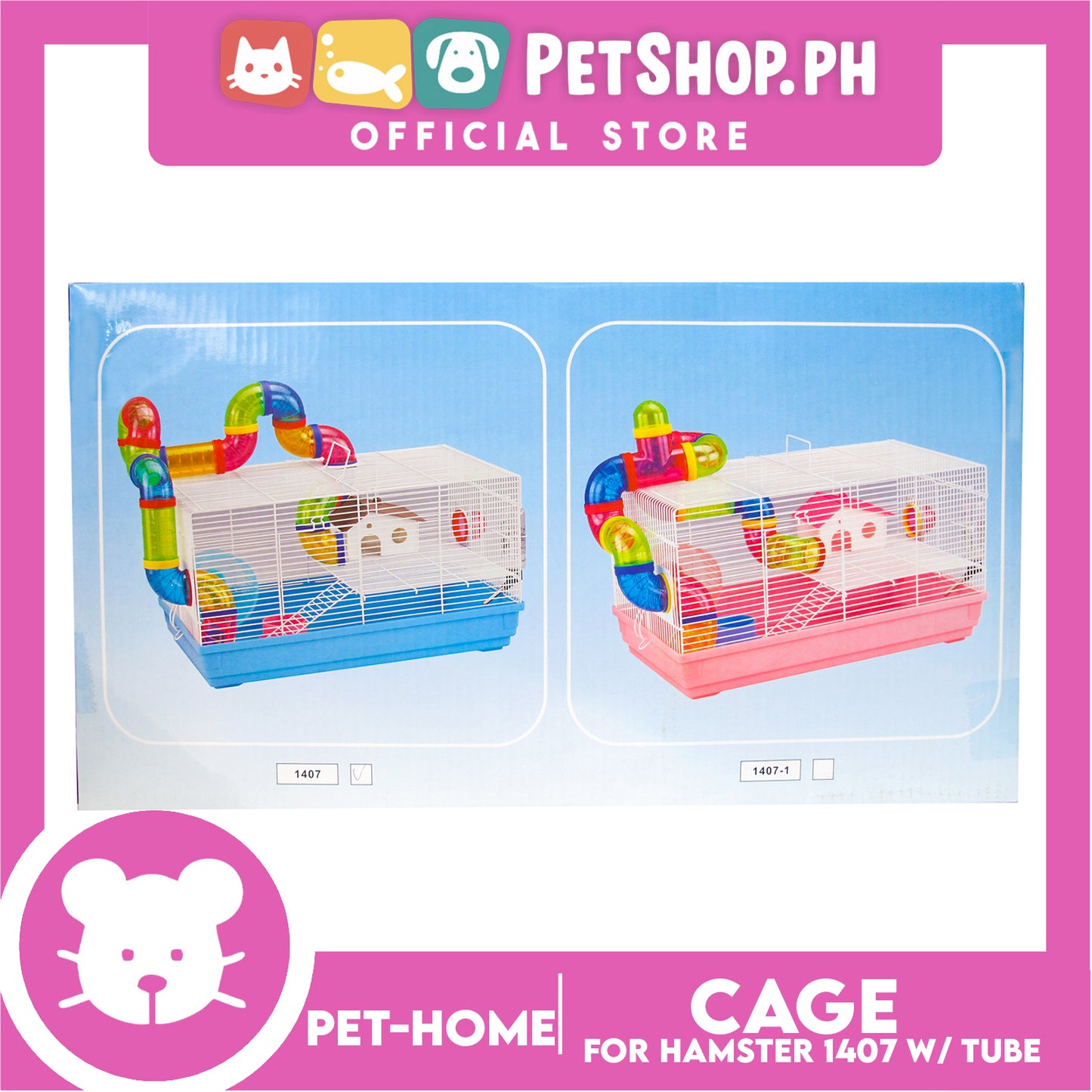 Hamster Cage With Fun Tube Side Out Tray Surface-Sealed Wheel (1407) Hamster Cage, Hamster Accessories, Hamster House