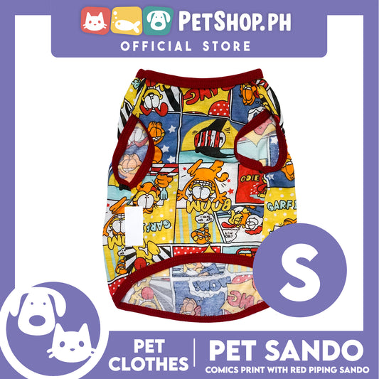 Pet Sando Comics Print with Red Piping (Small) Pet Shirt Clothes Perfect fit for Dogs