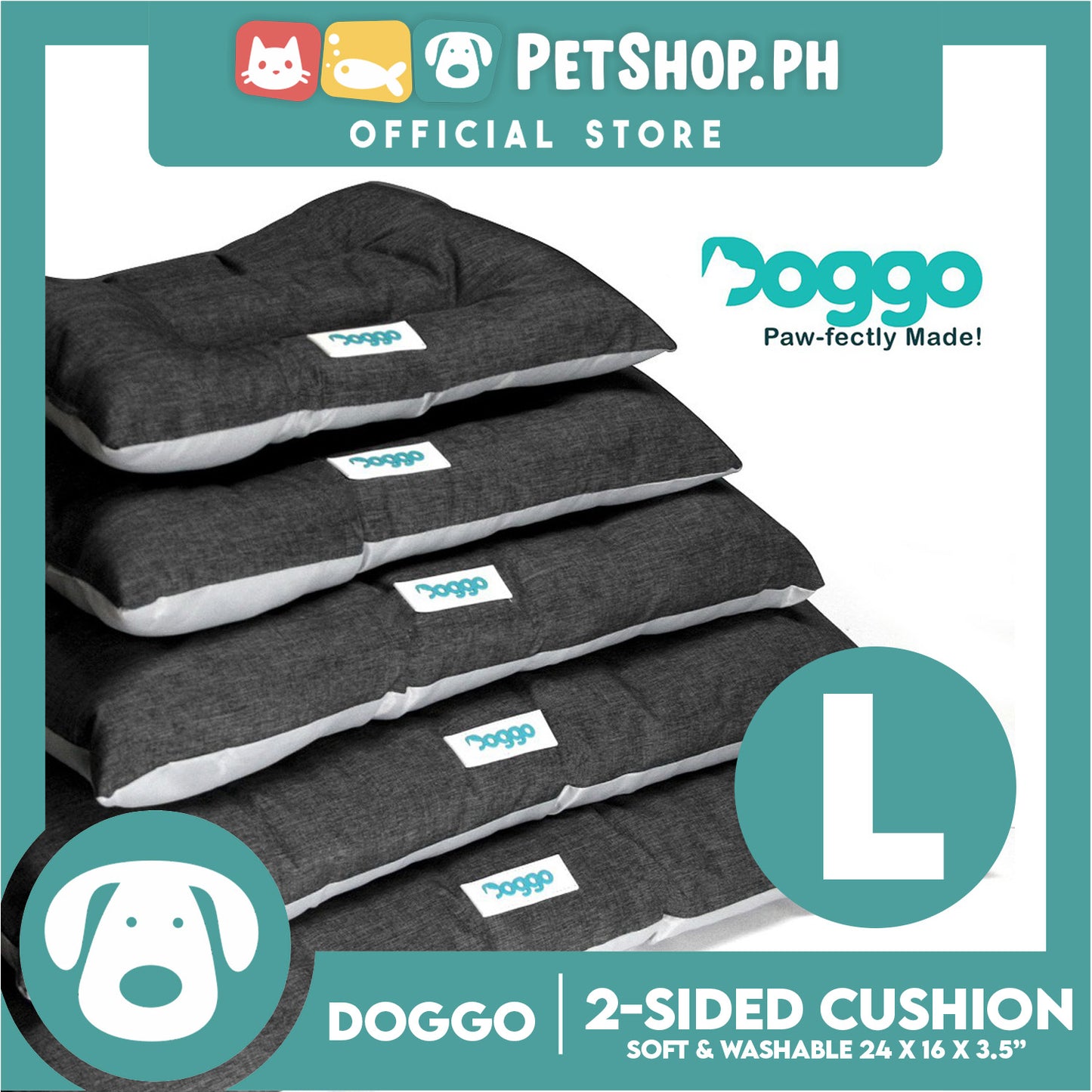 Doggo 2-Sided Cushion Bed (Large) Dog Bed Sleeping Calming Bed