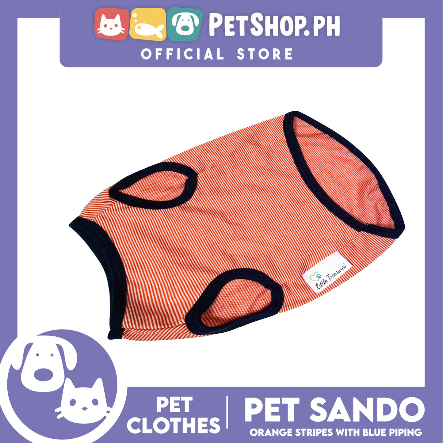 Pet Sando Orange Stripes with Blue Piping (Extra Large) Pet Shirt Clothes Perfect fit for Dogs