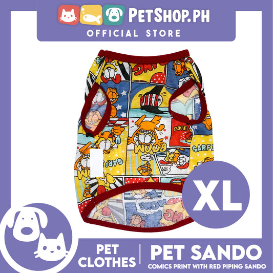 Pet Sando Comics Print with Red Piping (Extra Large) Pet Shirt Clothes Perfect fit for Dogs