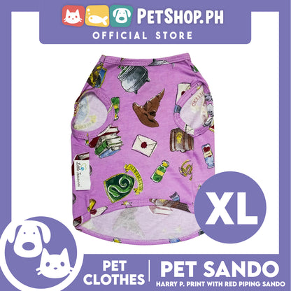 Pet Sando School of Wizardry Print with Red Piping (Extra Large) Pet Shirt Clothes Perfect fit for Dogs