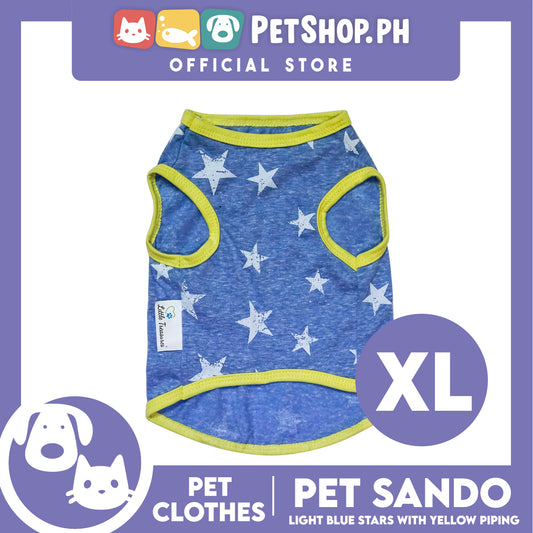 Pet Sando Light Blue Stars with Yellow Piping (Extra Large)  Pet Shirt Clothes Perfect fit for Dogs