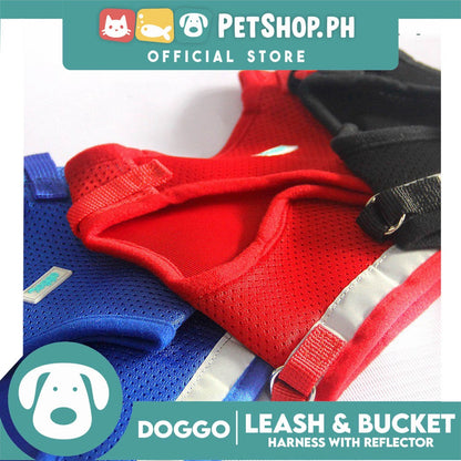 Doggo Leash and Bucket Harness with Reflector Extra Large (Red) Perfect Set for Your Dog