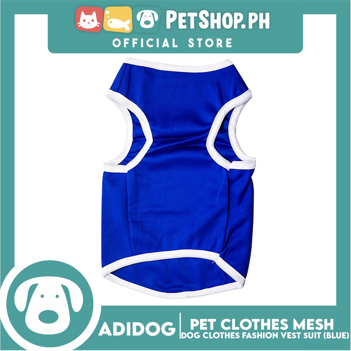 Adidog Pet Clothes Mesh Vet, Summer Dog Clothes, Breathable Mesh Vet, Dog Shirt, Pet Jersey, Fashion Vest Suit for Dogs (Blue) (Medium)