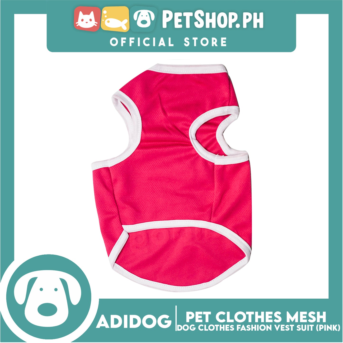 Adidog Pet Clothes Mesh Vet Extra Large (Pink) Dog Shirt, Dog Sando Jerse