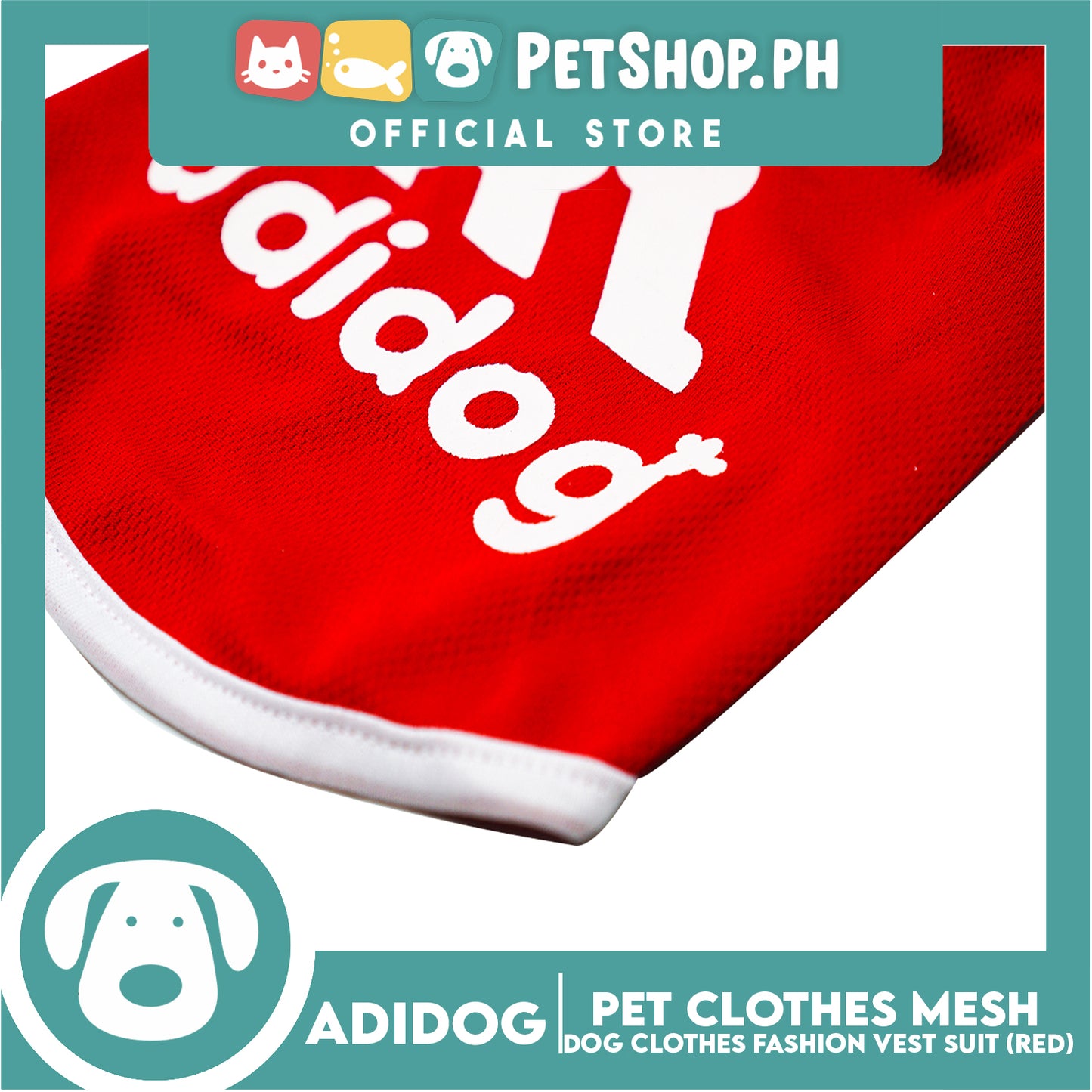 Adidog Pet Clothes Mesh Vet, Summer Dog Clothes, Breathable Mesh Vet, Dog Shirt, Pet Jersey, Fashion Vest Suit for Dogs (Red) (Large)