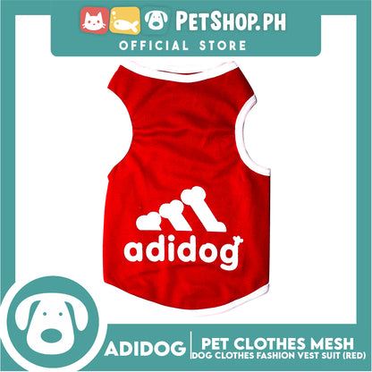 Adidog Pet Clothes Mesh Vet, Summer Dog Clothes, Breathable Mesh Vet, Dog Shirt, Pet Jersey, Fashion Vest Suit for Dogs (Red) (Large)