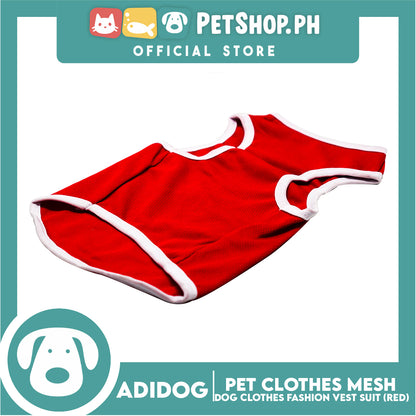 Adidog Pet Clothes Mesh Vet, Summer Dog Clothes, Breathable Mesh Vet, Dog Shirt, Pet Jersey, Fashion Vest Suit for Dogs (Red) (Medium)