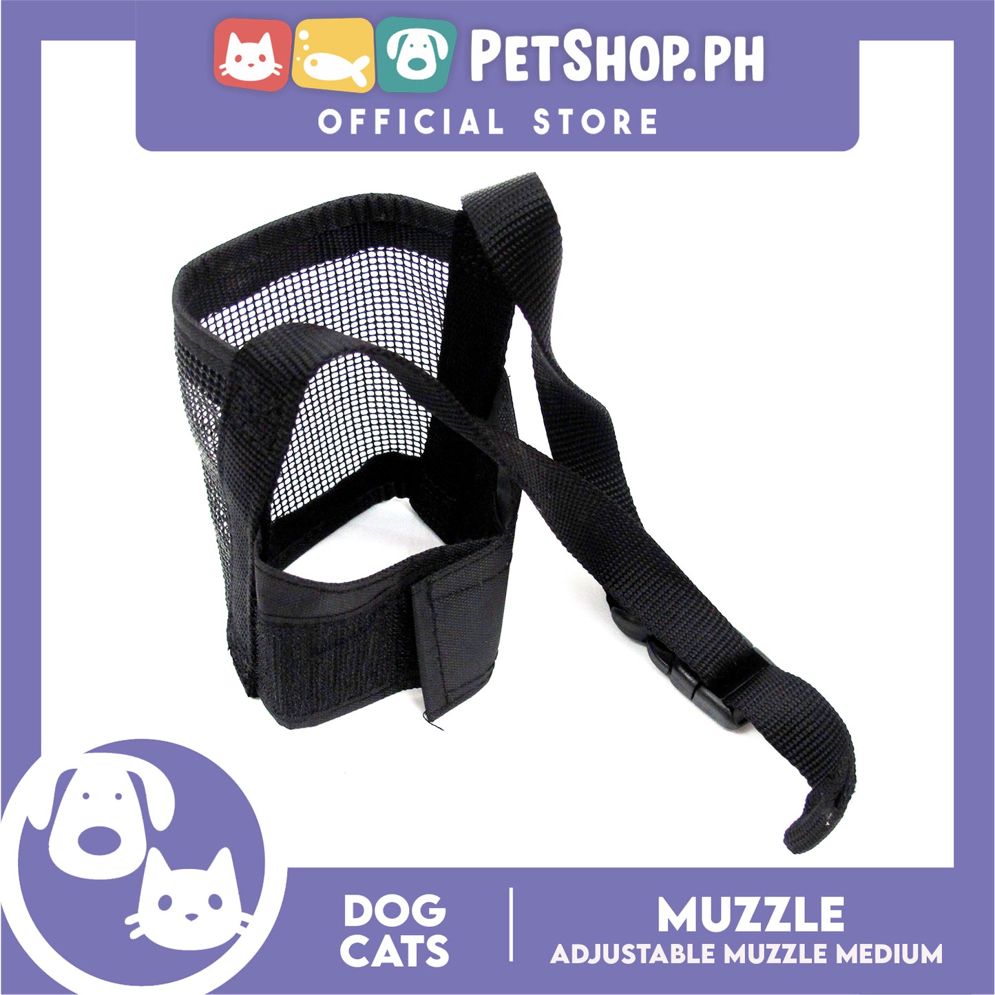 Dog Nylon Muzzle Head Mask with Adjustable Strap (Medium) Anti-Bite