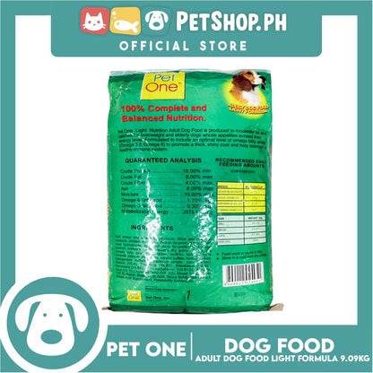 Pet One Adult Dog Food Light Formula 9.09kg Dry Dog Food