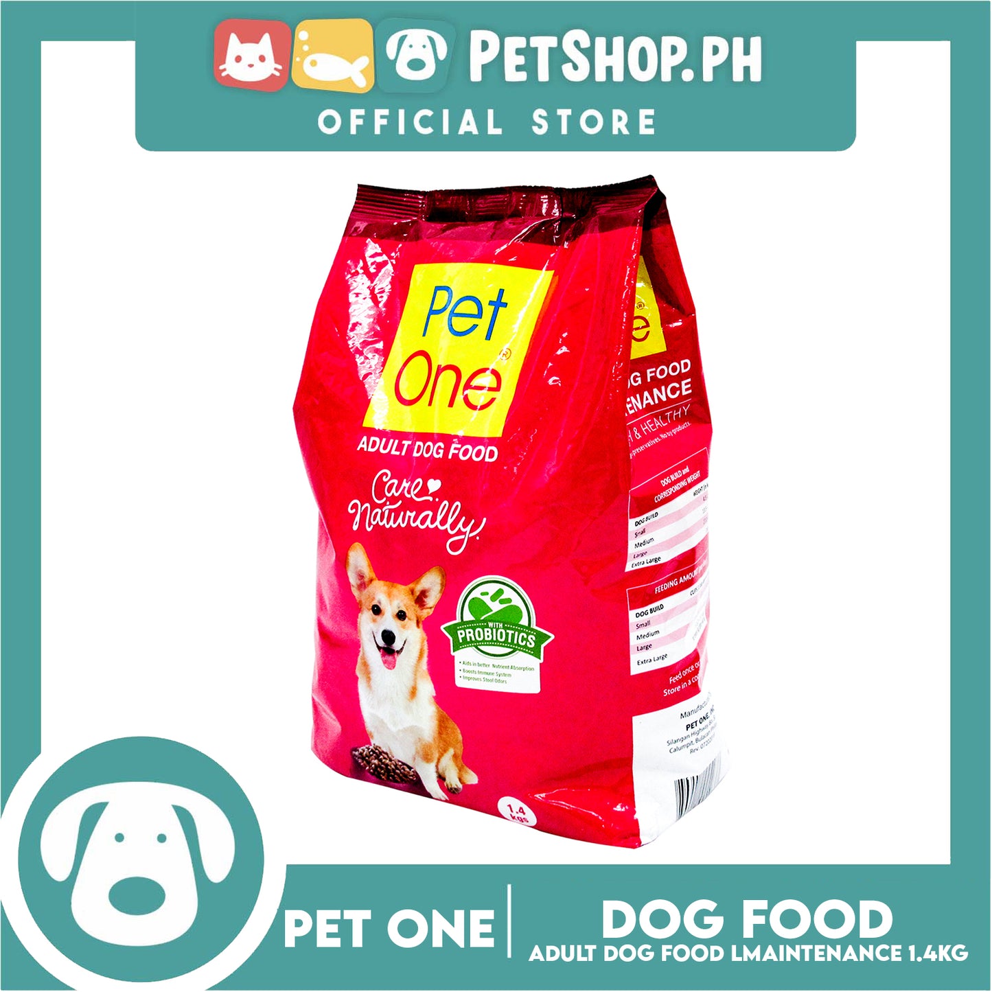 Pet One Adult Dog Food Maintenance, Care Naturally 1.4kg Dry Dog Food