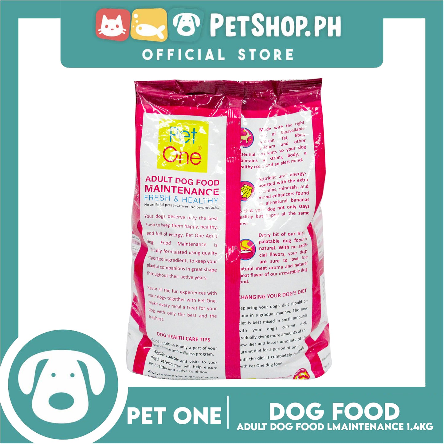 Pet One Adult Dog Food Maintenance, Care Naturally 1.4kg Dry Dog Food