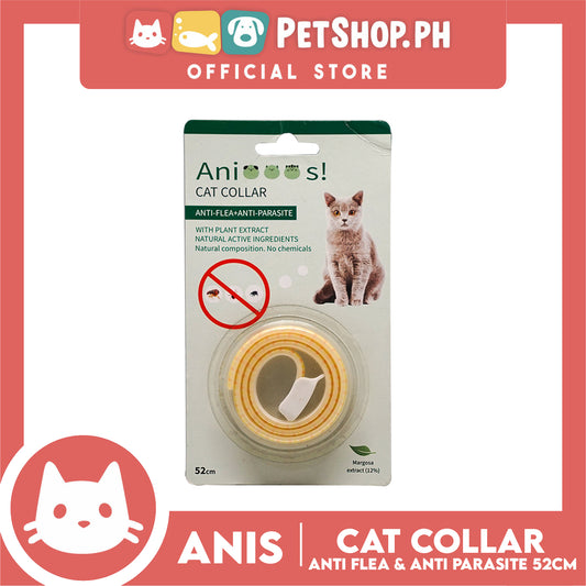 Adjustable Cat Collar Anti-Flea and Anti-Parasite 52cm with 12% Margosa Extract Flea C6713 (Yellow)