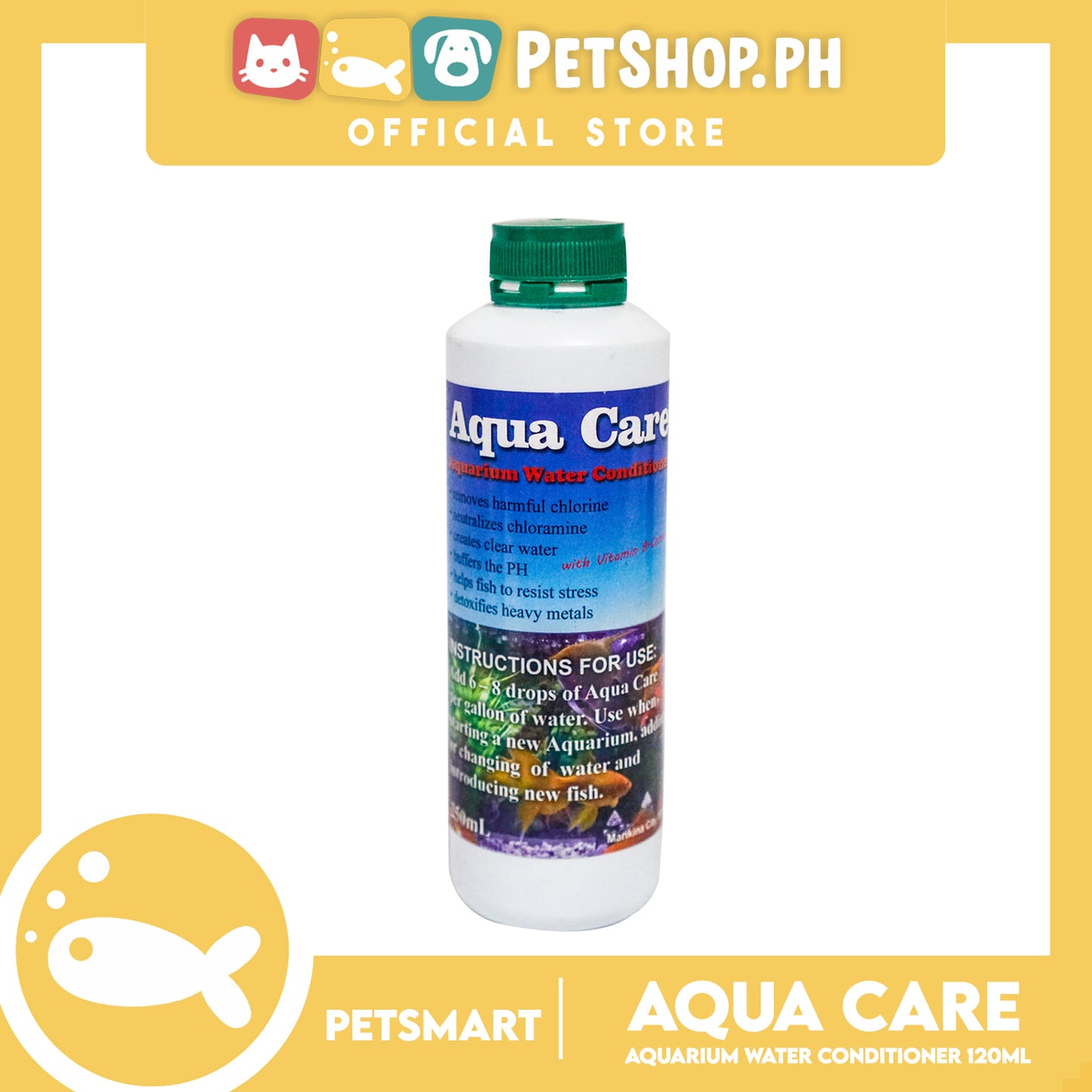 Aqua Care Aquarium Water Conditioner With Vitamin B-Complex 120ml Removes Harmful Chlorine