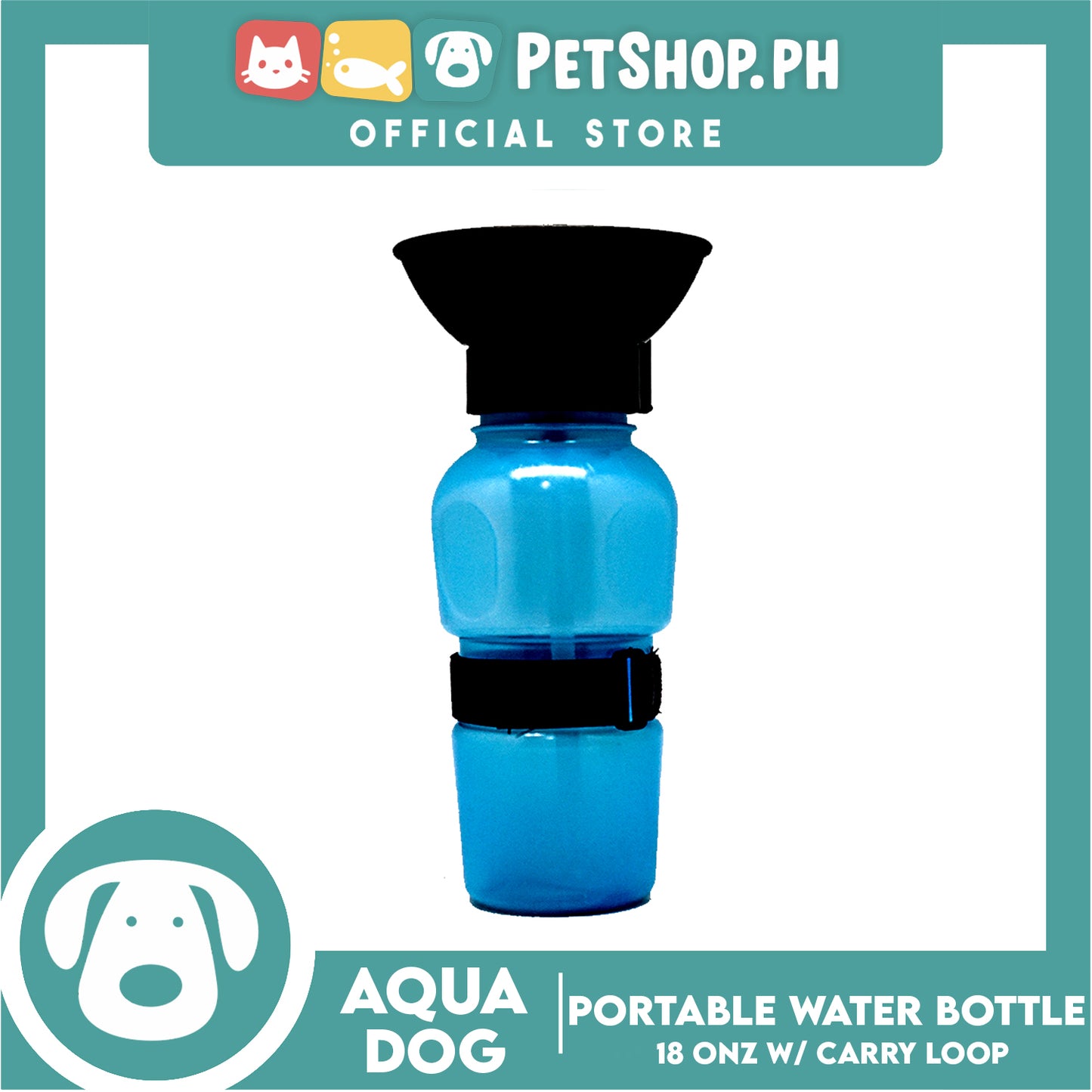 Aqua Dog Portable Pet Water Bottle 18oz with Carry Loop