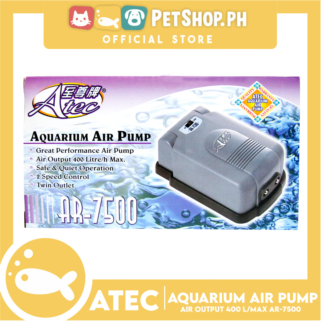 Atec Aquarium Air Pump AR-7500 Double – Petshop.PH