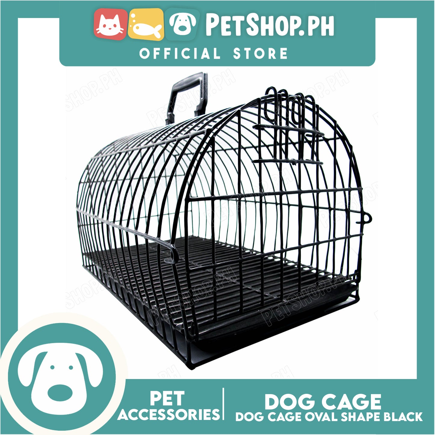 Dog Cage Extra Large Oval Black