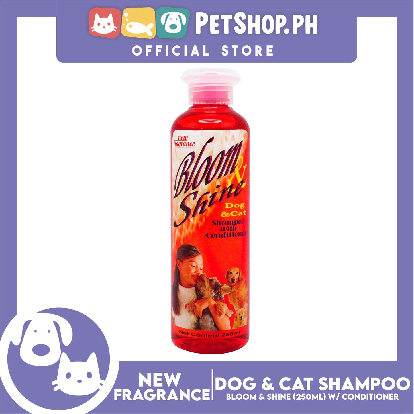 Bloom And Shine Dog And Cat Shampoo With Conditioner 250ml Dog And Cat Grooming